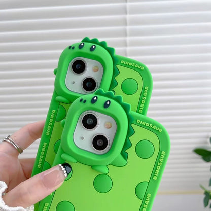 Polka Dots Green Little Dinosaur Silicone Phone Case Phone Case