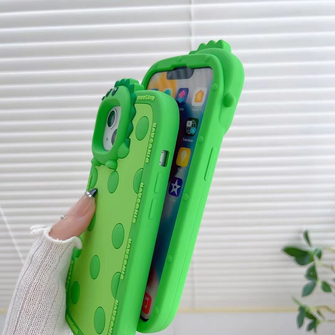 Polka Dots Green Little Dinosaur Silicone Phone Case Phone Case